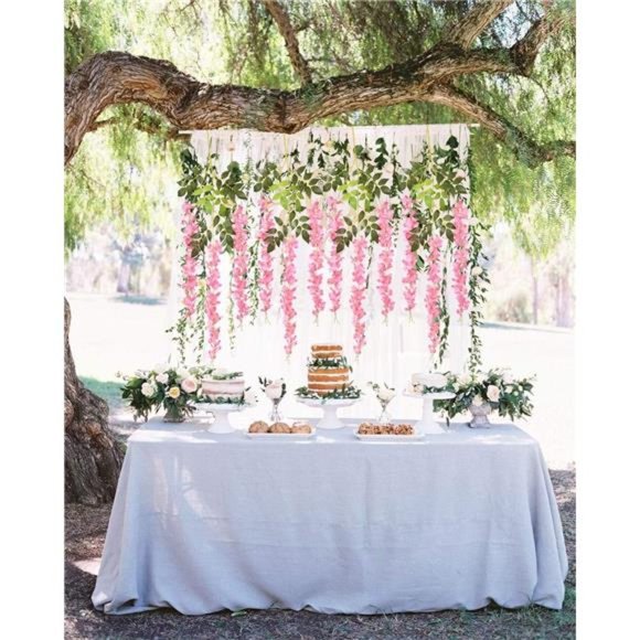 6 Pack Artificial Fake Wisteria Vine Ratta Hanging Garland Silk Flowers String - Picture 3 of 7